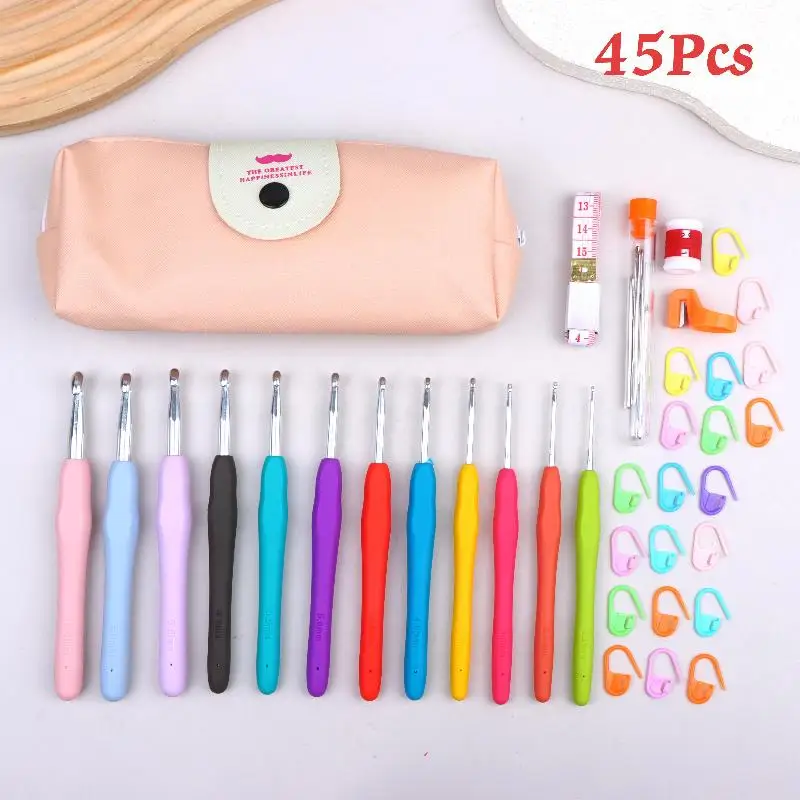 Portable Crochet Hook Set Multicolor Knitting Needles With Storage Bag Weaving Tool Kit For DIY Knitting Sewing Craft Projects