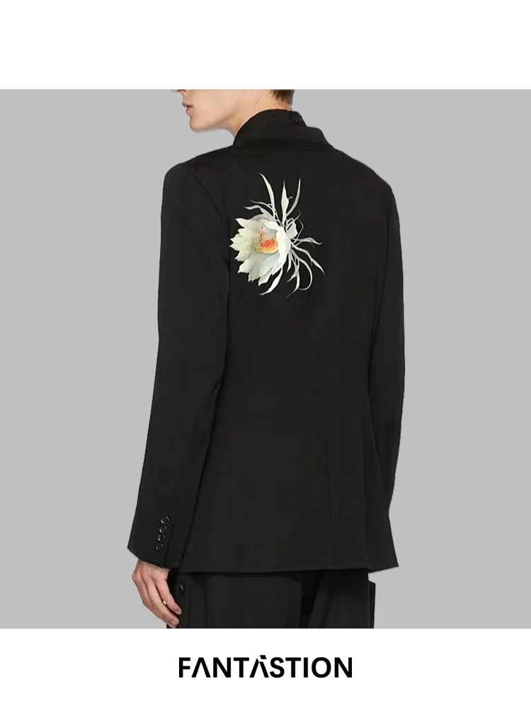 

FANTASTION Epiphyllum Oxypetalum блейзер с принтом шикарный дизайн унисекс Normcore в минималистском стиле свободная повседневная куртка повседневная одежда