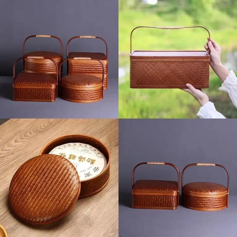 for Handmade retro natural bamboo storage tray rattan kitchen storage device fruit egg natural lacquer technology household