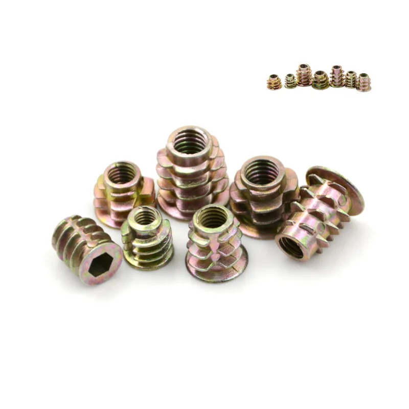 50Pcs Rustless Unique External Thread and Save Effort M4 M5 M6 Zinc Hex Drive Head Screw Insert Nut Threaded For Wood