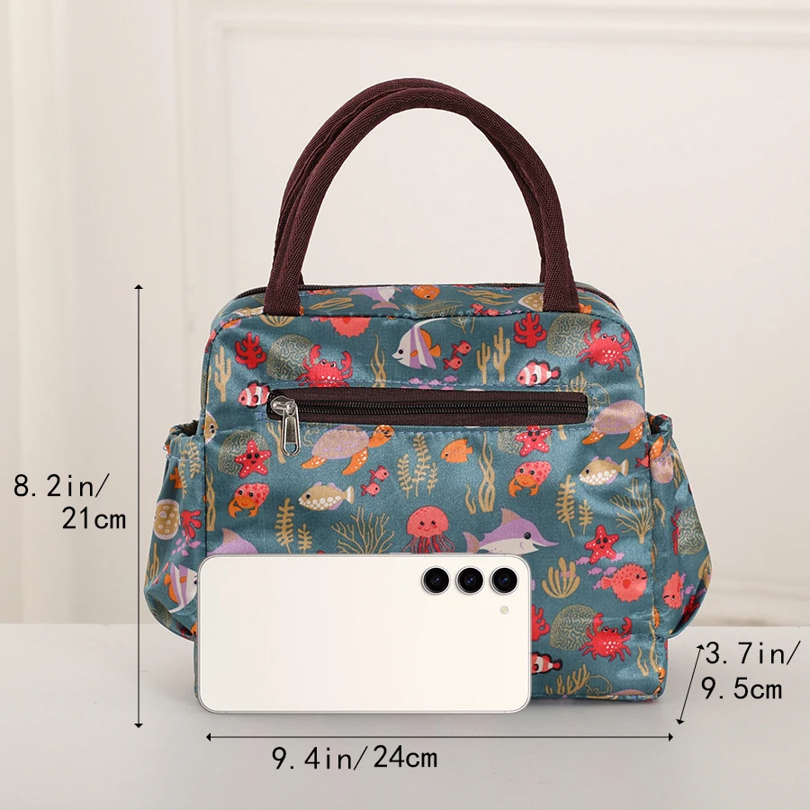 Women\'s bag Canvas handbag thickened waterproof bento bag Mommy small cloth bag Oxford cloth hand carrying mom bag lunch bag