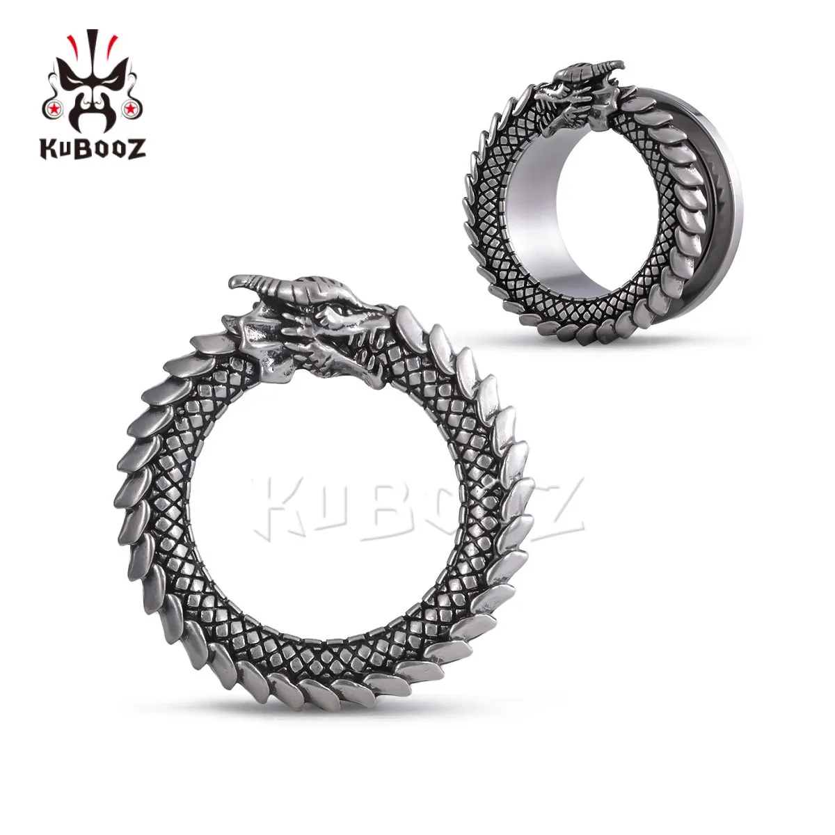 KUBOOZ wskaźniki uszu tunele wtyczki nosze smok Expander do uszu piercing ze stali nierdzewnej biżuteria kolczyki 2 sztuk