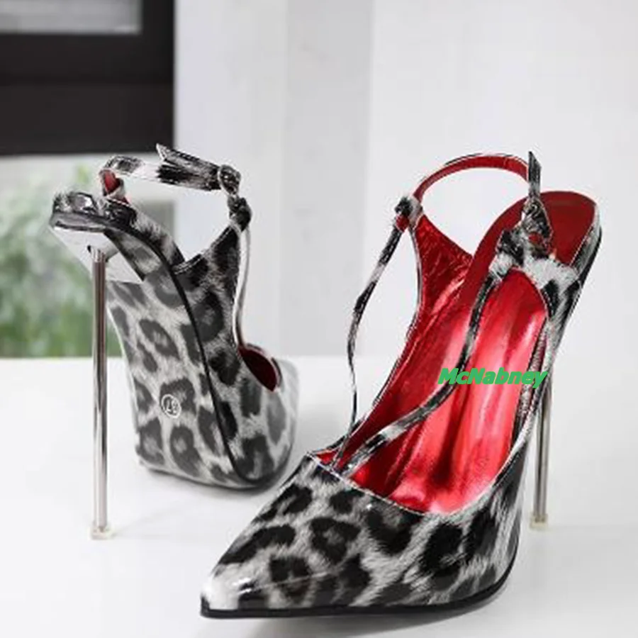 

Sexy Leopard Print Leather Pumps,Pointed Toe Strappy High Heel Shoes Stiletto Heel Women Shoes Party2023 New Zapatos Para Mujere