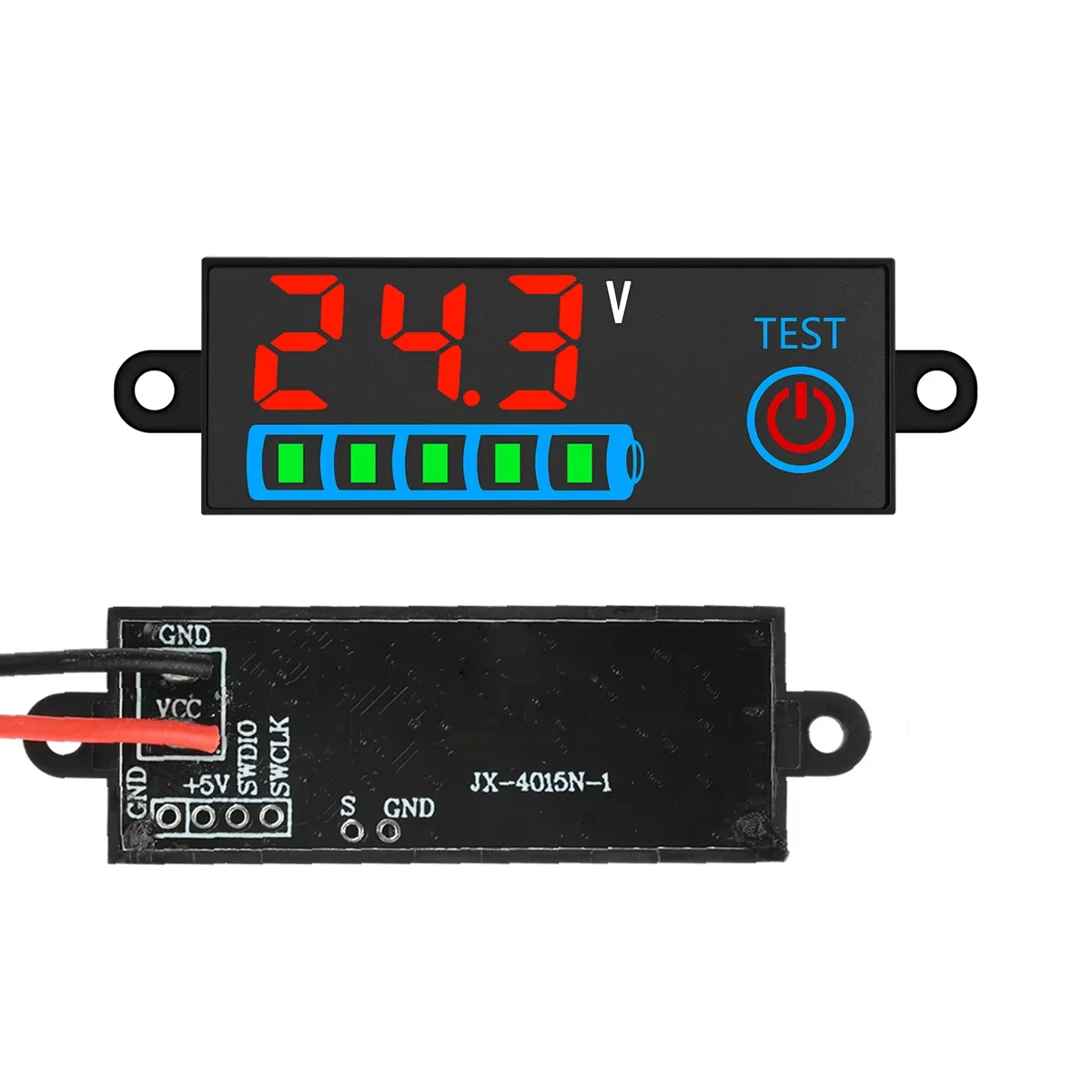 4015N Battery Level Indicator DC7-55V LED Digital Voltage Meter Battery Capacity Tester for Lithium Acid Battery Monitoring