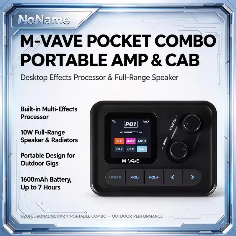 M-VAVE Pocket Combo Portable Guitar Multi Effects Amp Speaker ANN Modeling 80 Presets Bluetooth Desktop Practice Busking