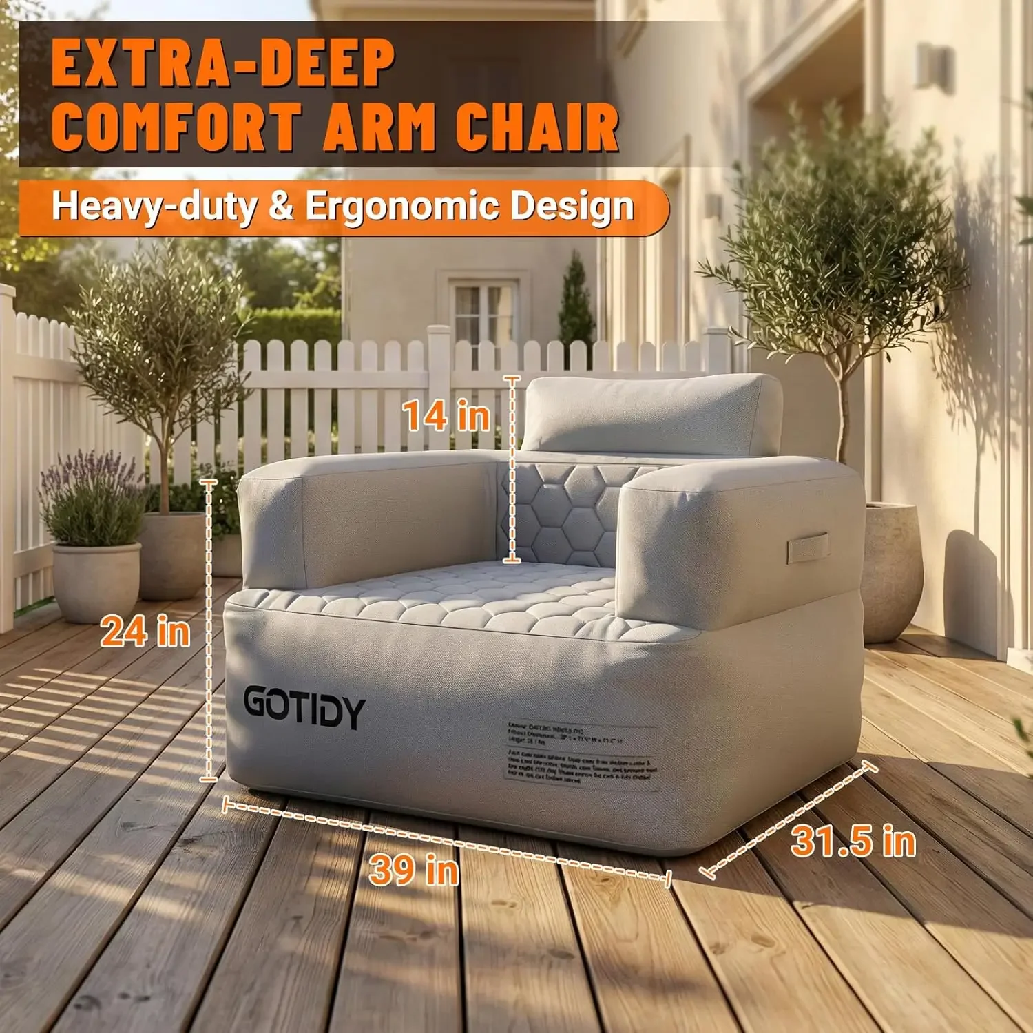 Inflatable Couch, Camping Couch with Detachable Built-in Pump, Inflatable Sofa with Breathable