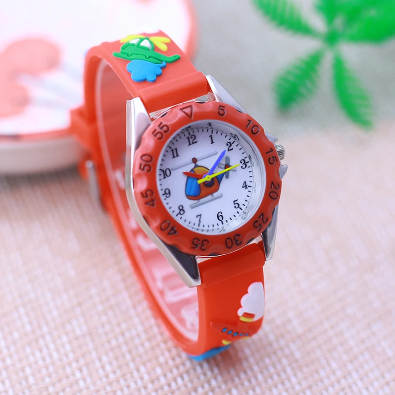 New Style Fashion Children Boys Girls Cartoon Helicopter Plane High Quality Watches Students Kids Cool Water Resistant Watches