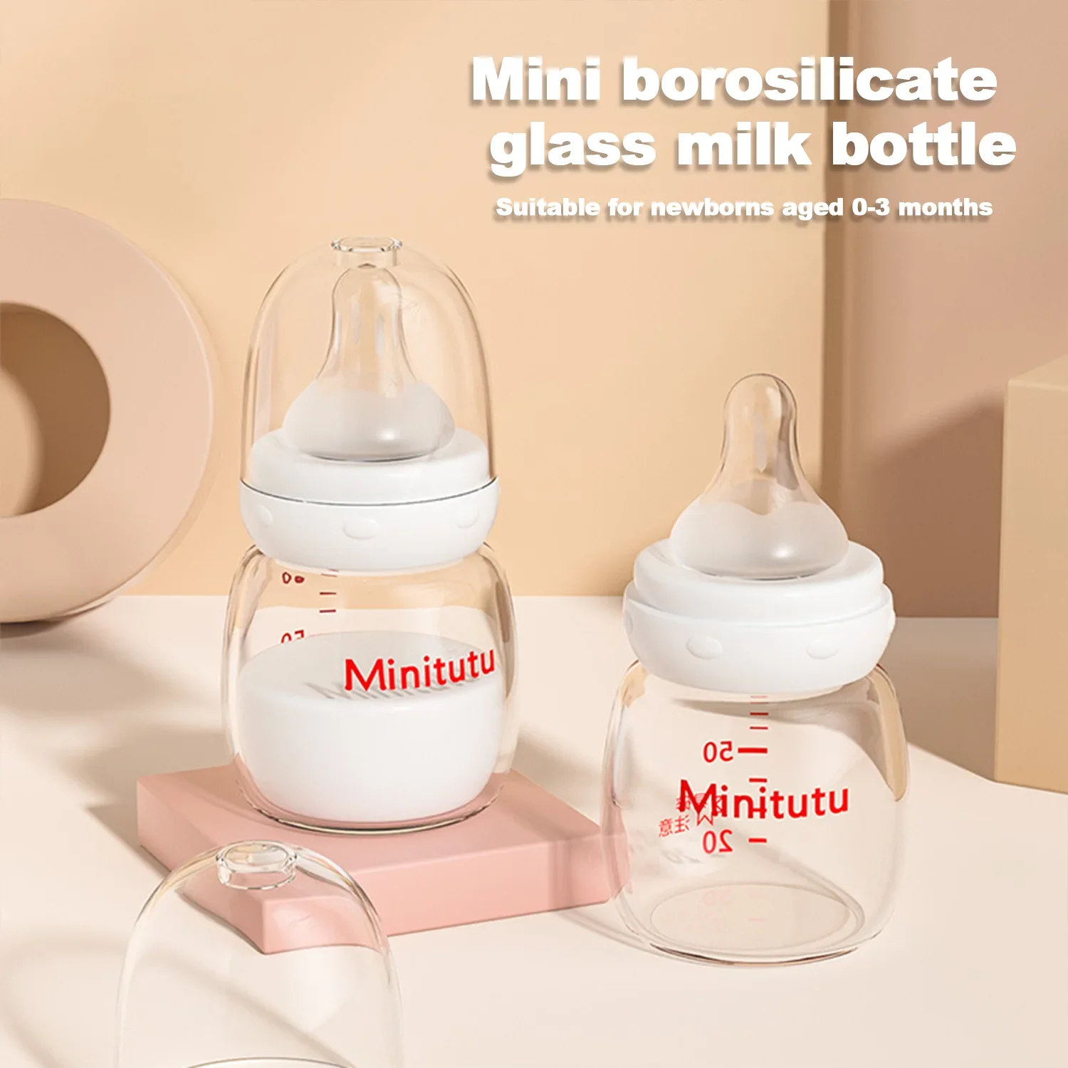 

Baby bottle newborn mini glass-high-quality borosilicate glass, heat-resistant and durable