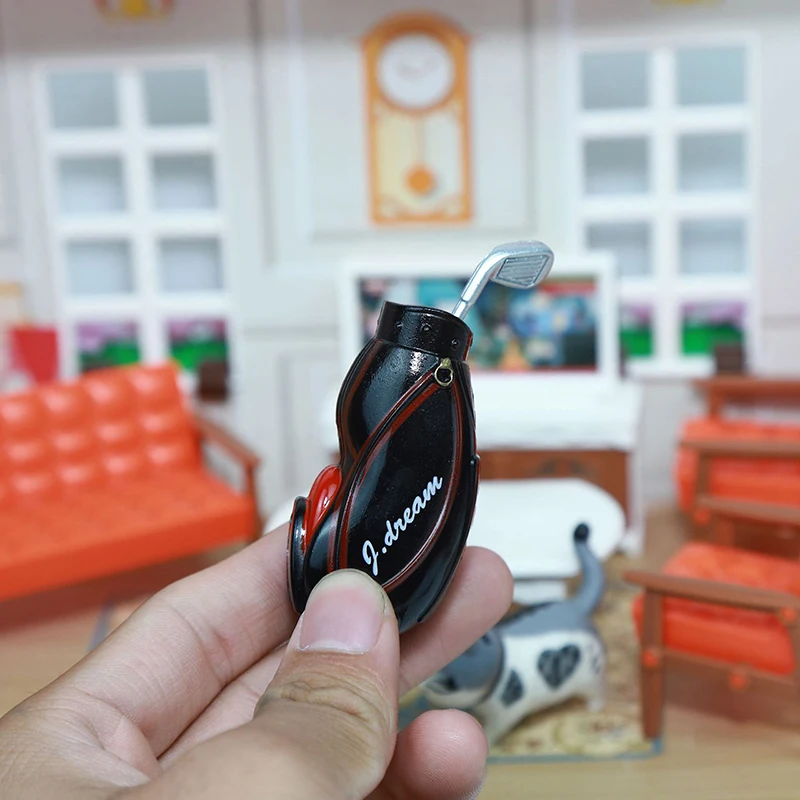 ●Mini Golf Clubs With Bag Model For Doll House Decoration Dollhouse Miniature Accessories Miniature Scene Model Microlandscape