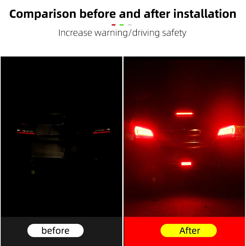 LED Tail Light Dual Color Brake Reversing Warning Lighting Dual Color Strobe Car Modification Furnish 12V Red Yellow Blue White