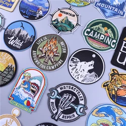 Wild Jungle Adventure Embroidery Patches for Backpack Iron on Clothes Outdoor Travel Camping Mountain Clothing Fusible Patch