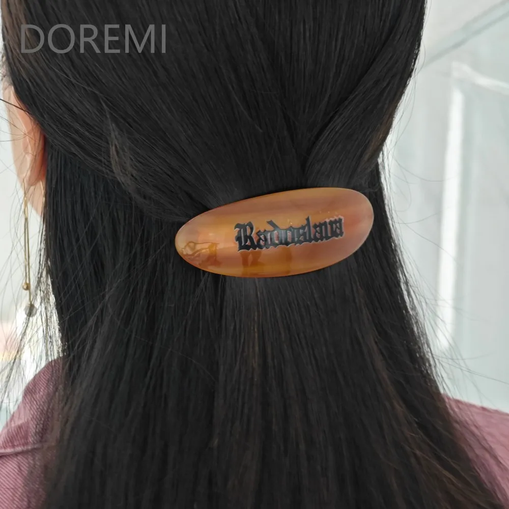 DOREMI Cute Jewelry Gift Design Bar Shaped Hair Clip Barrettes Custom Name Logo Letters Hairclip
