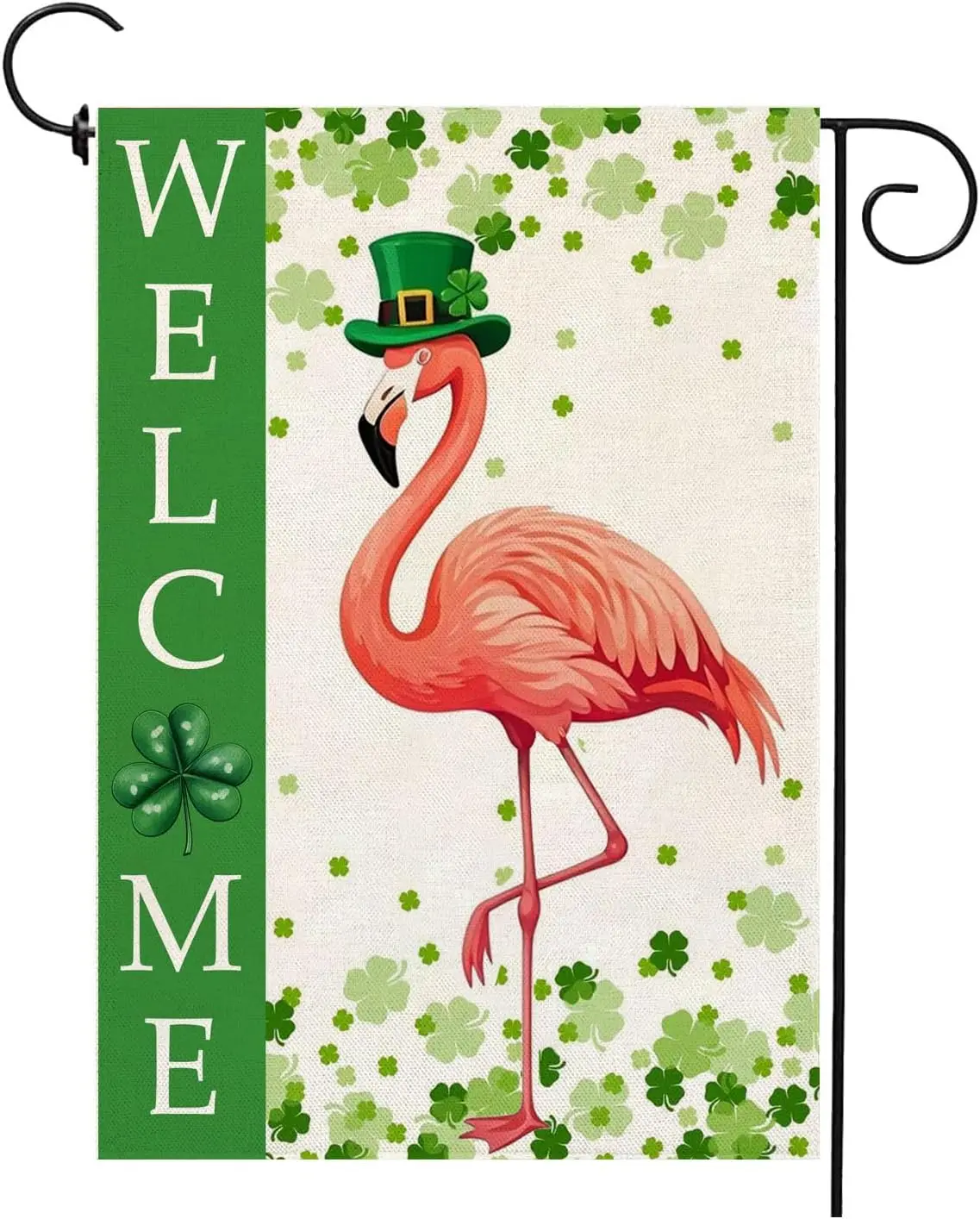 Welcome St Patricks Day Shamrock Garden Flag 12x18 Double Sided for Flamingo Outside Green Clover Spring Yard Flag Outdoor S EEZ