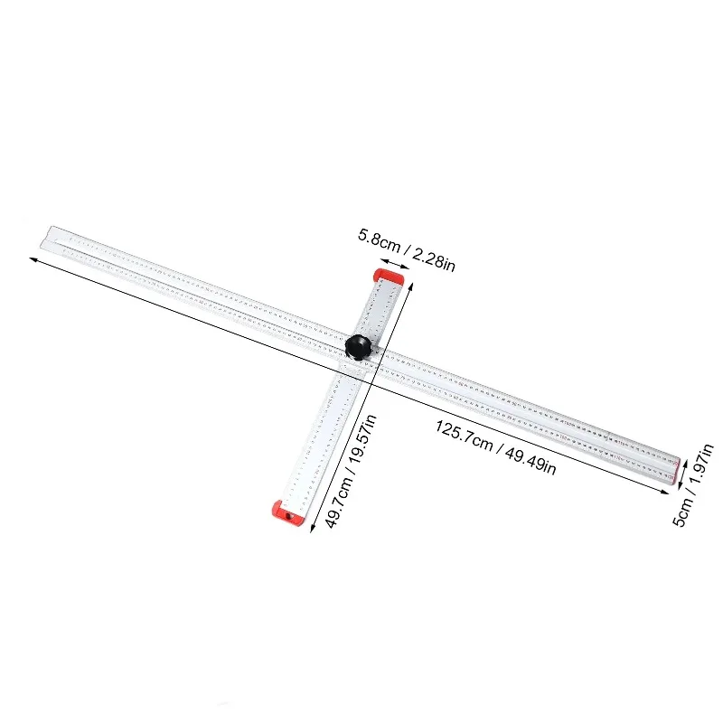 T Shaped Ruler Aluminum Alloy Accurate Positioning Adjustable Woodworking Angle Ruler 120cm Woodworking Ruler Combination
