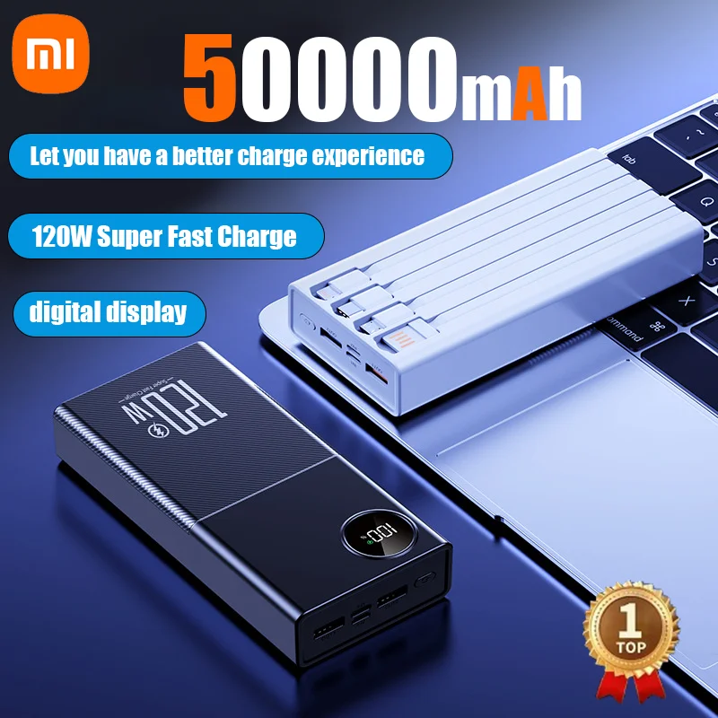 

Мобильный блок питания Xiaomi 50000 мАч, 120 Вт Super Fast Charge поставляется с четырьмя разными зарядными кабелями.