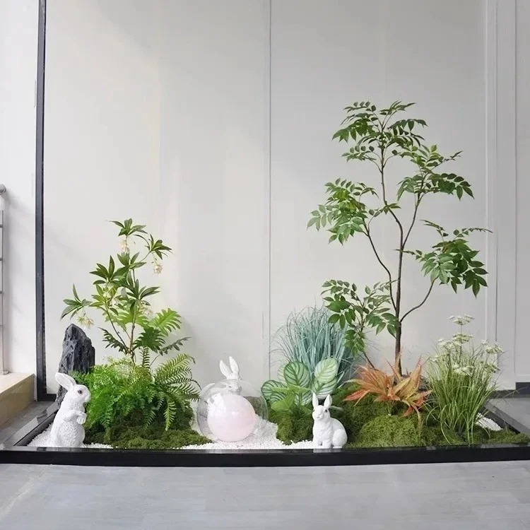 Indoor simulation green plant landscaping entrance club beauty salon simulation plant landscape layout