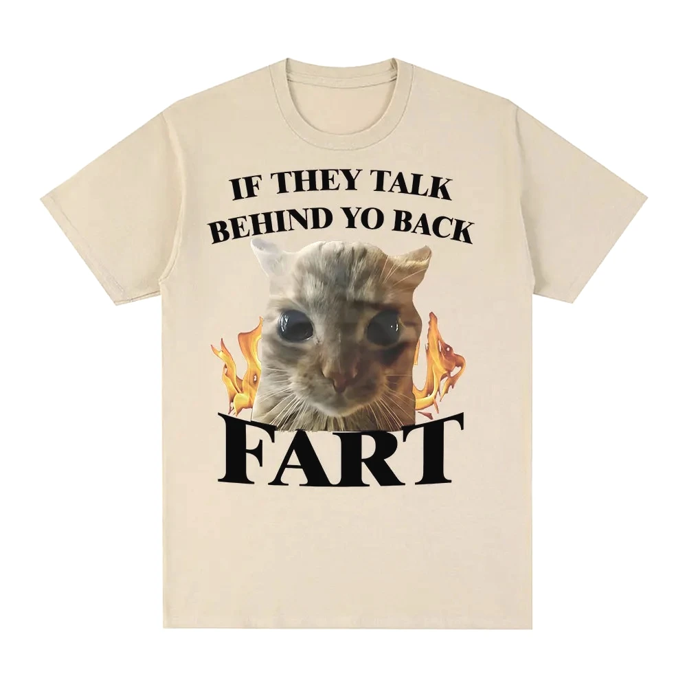 Vintage Cat Fart Funny Cat Meme Print Tee Shirt Women Clothing Fashion Short Sleeve Casual Women T Shirt Top Clothing