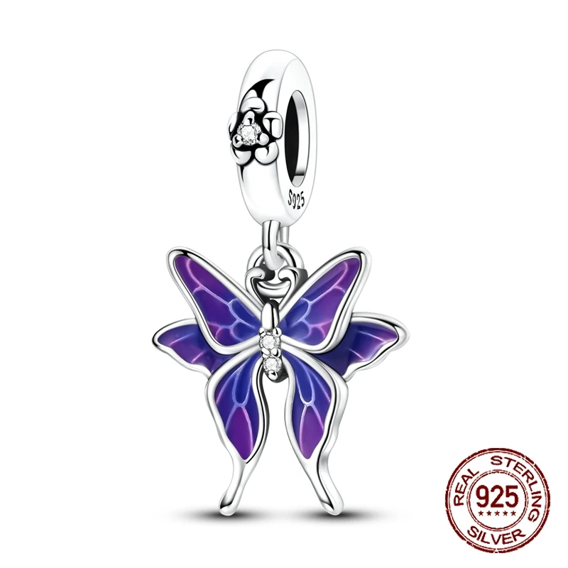 

Стерлингового Серебра 925, термохромный фиолетовый мечтательный кулон-бабочка, подвески, подходят для оригинальных браслетов, женские ювелирные изделия «сделай сам», подарок