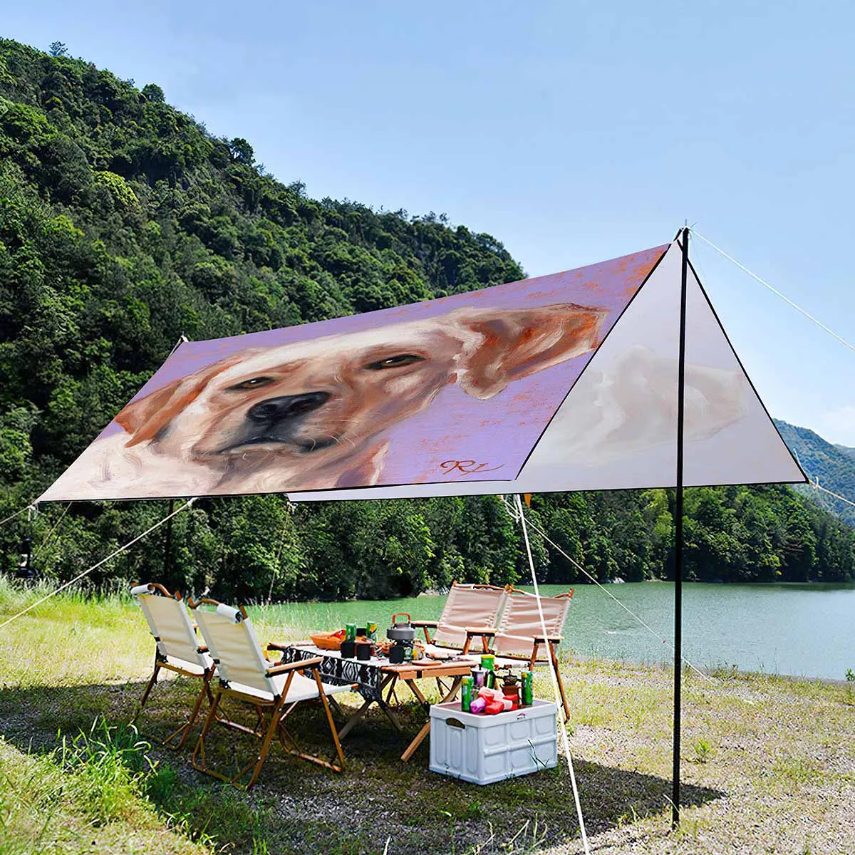 

Sunshade Canopy For Garden,Oil Painting Dog Waterproof UV Resistant Lightweight Portable Tent For Beachgoers,Camping Enthusiast