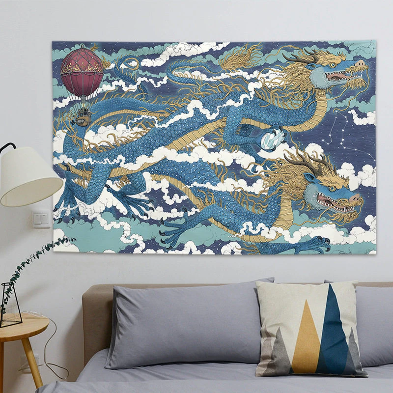 VIKAMA Japanese Wave & Dragon Tapestry, 6 Assorted Designs, Wall Hanging Art for Bedroom Living Room