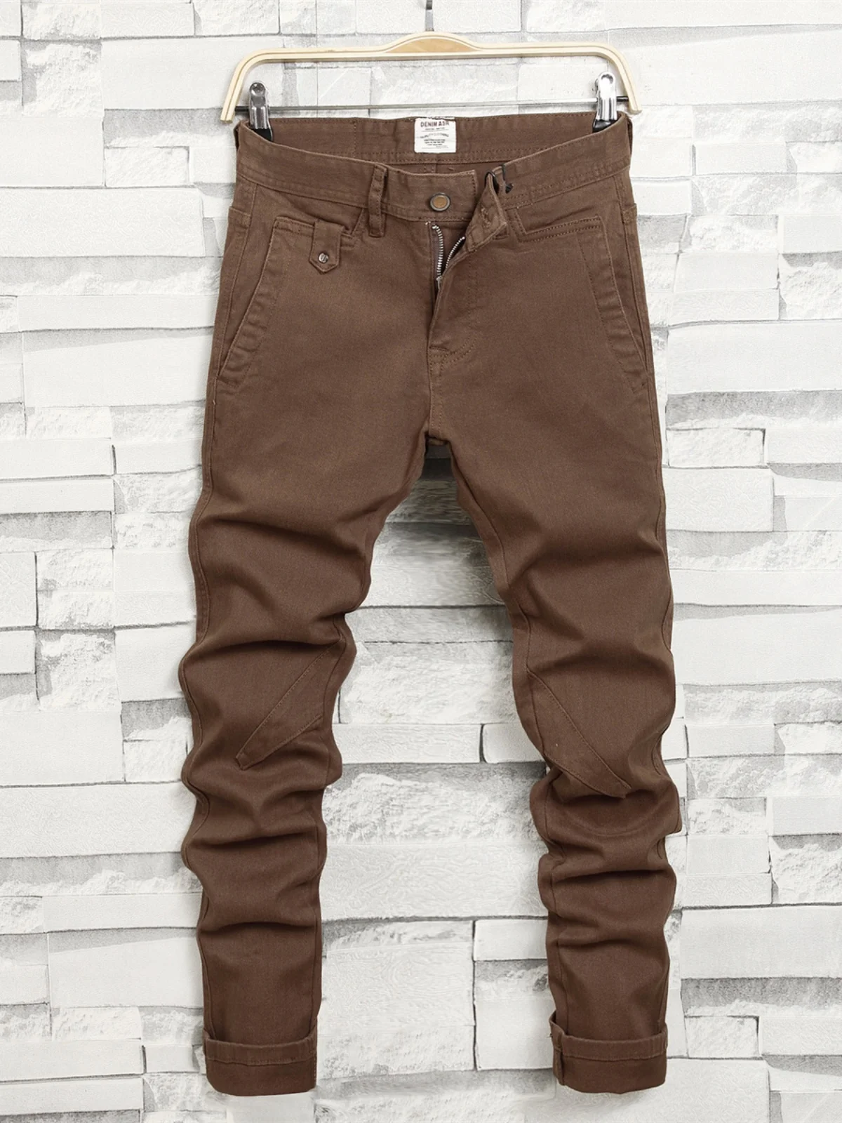 

Модные брендовые мужские повседневные джинсовые брюки в гонконгском стиле, весенне-осенние, с лоскутным узором, эластичные, универсальные, облегающие, длинные брюки