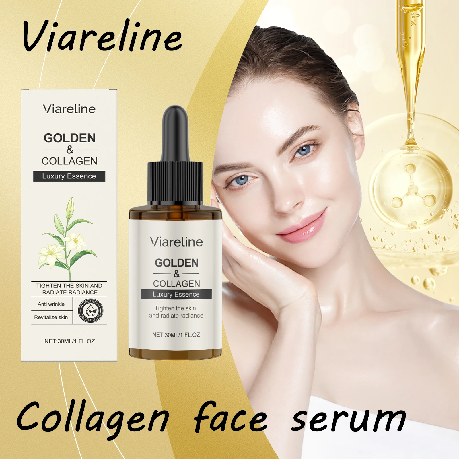 

Viareline Collagen Face Skin Serum Fade Fine Lines Enhance Skin Elasticity Firming Remove Wrinkles Moisturizing Face Serum