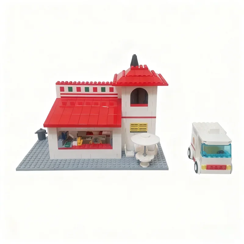 696pcs MOC Pizza Go Remake City Model Building Blocks Toys Architecture DIY Festival Gifts Creative Idea Education Brick