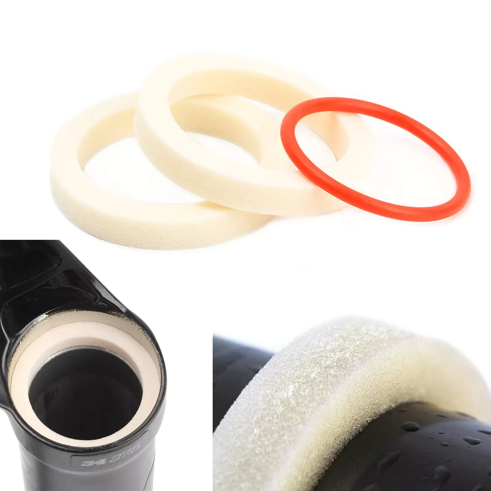 2 mousse + 1 bague d'étanchéité fourche de vélo éponge anneaux en mousse joint d'huile entretien fourche de Suspension avant 32/34/35/36mm fourches accessoires de vélo