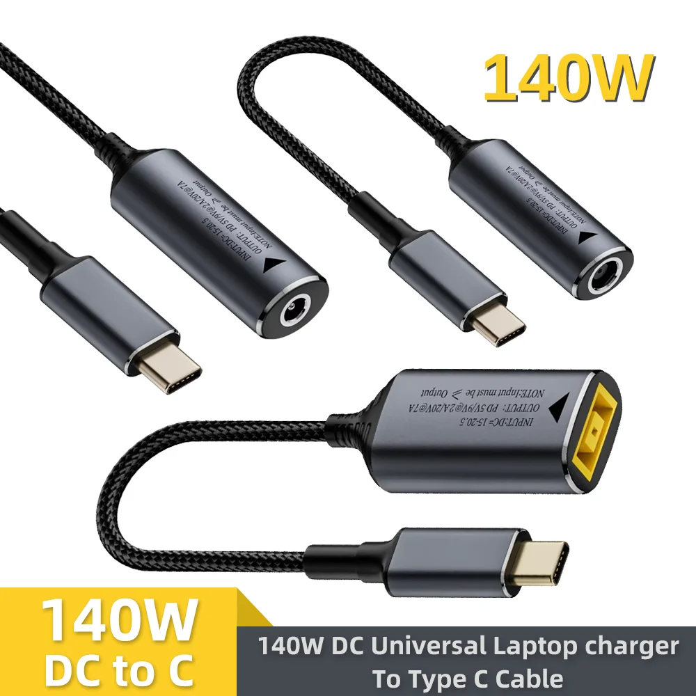 140W Universal Laptop 5V 9V 20V  DC Female to USB C Type C PD Power Adapter Converter Fast Charging Cable for Macbook Huawei