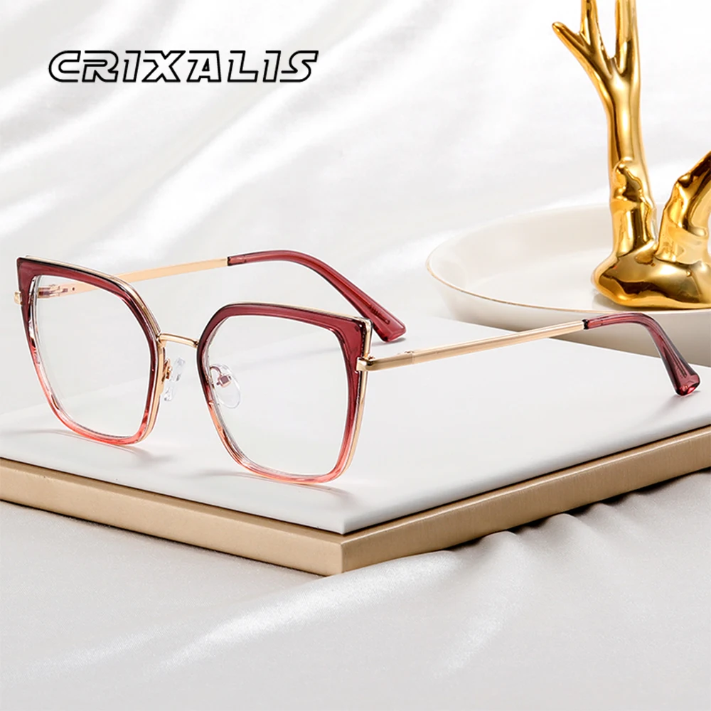 

Очки CRIXALIS с защитой от синего света для женщин, модные зеркальные очки премиум-класса, персонализированная оправа, защитные оптические очки