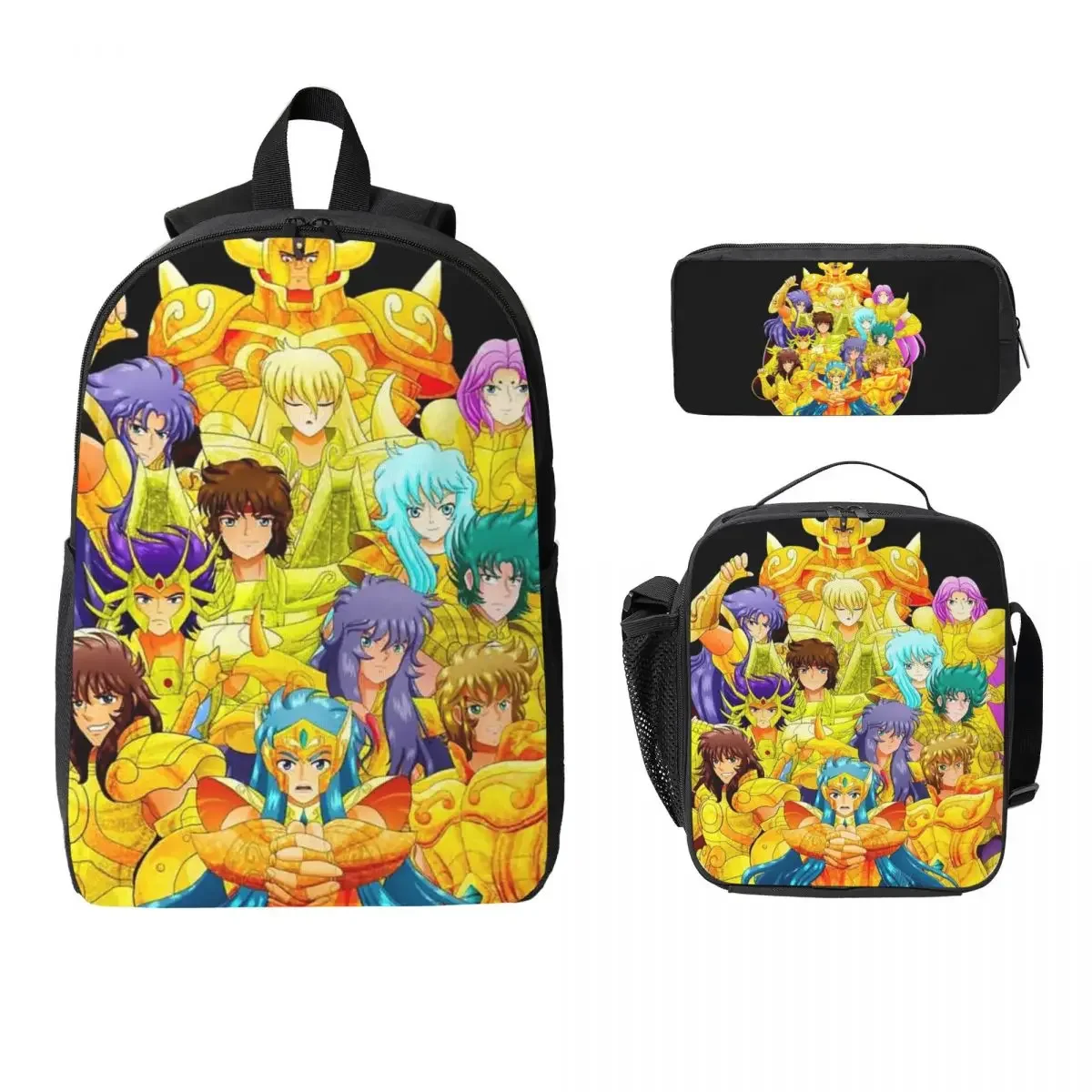 The Seiya Knights Merch Backpack Student Boys Girls BookBag School Bag Laptop Shoulder Bags 3ps Insulated Lunch Bag Pencil Case