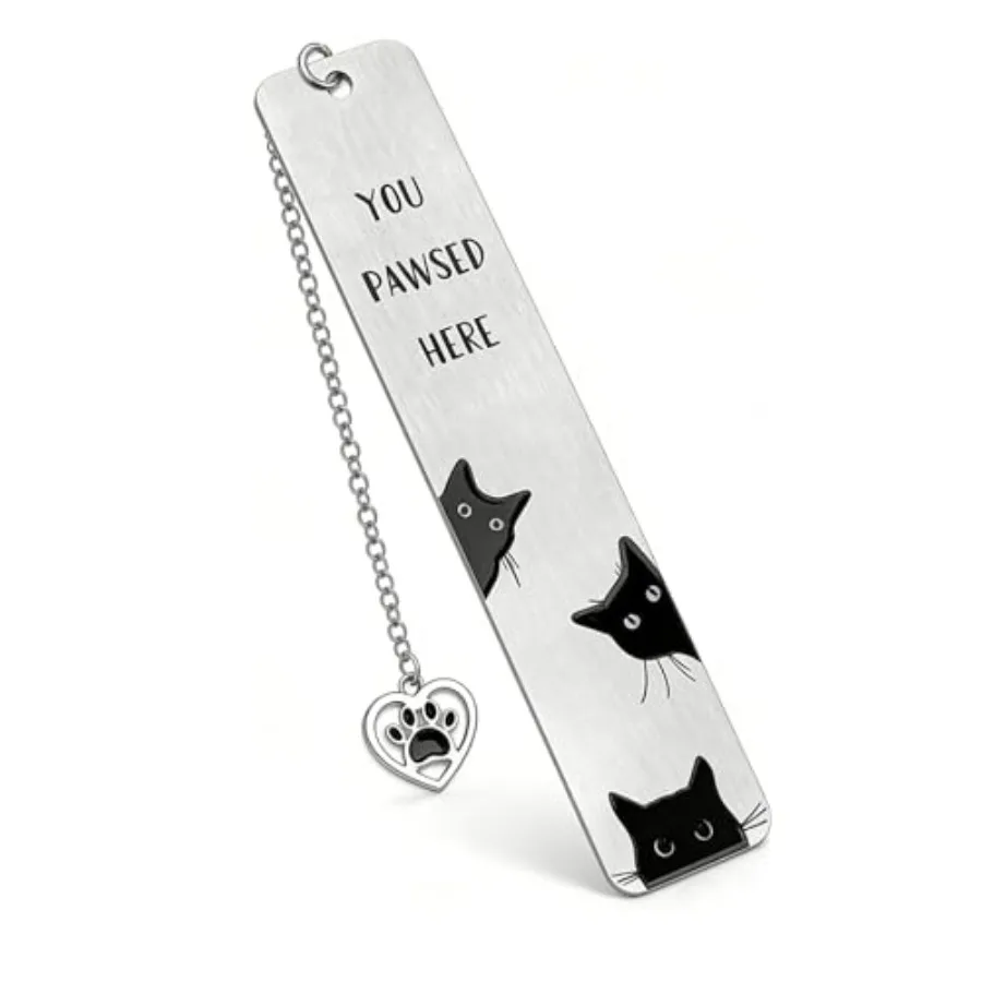 

Cat Bookmark, Stainless Steel Funny Black Cat Bookmark Reading Accessory, Cute Metal Bookmark for Women, Students and Book Love