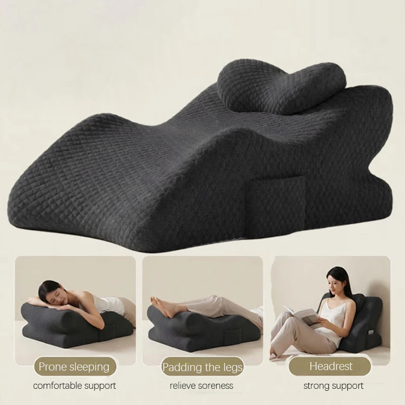 

27° Angle Perfect Position Comfort Pillow, Rebound Memory Foam Cushion for Hip Back & Neck Comfort Stomach Sleeping Pillow Black