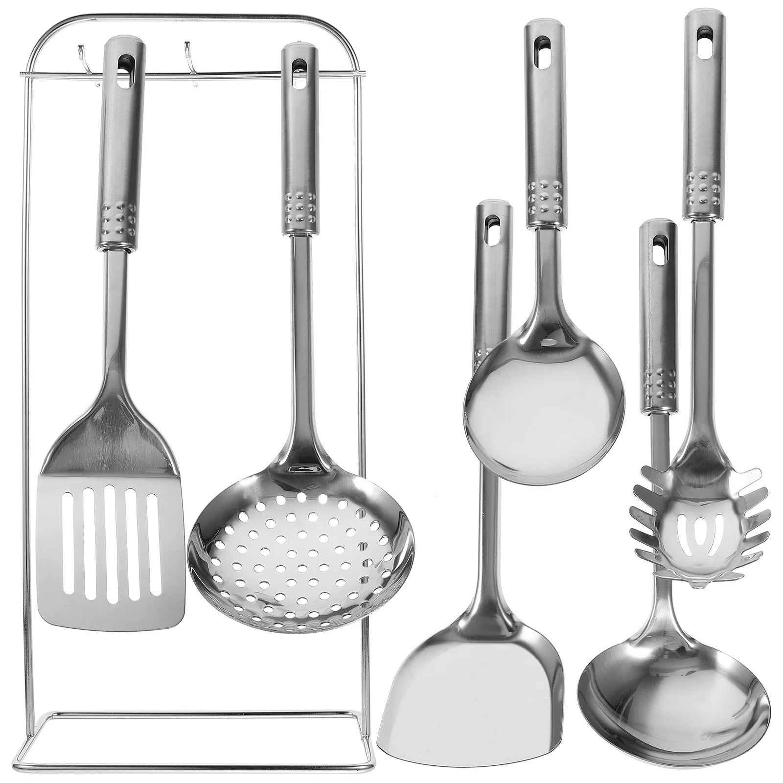 

1Set Kitchen Utensils Kit Nylon Stainless Steel Nonstick Heat Resistant Cooking Tools Rack Household Cooking Utensil Set