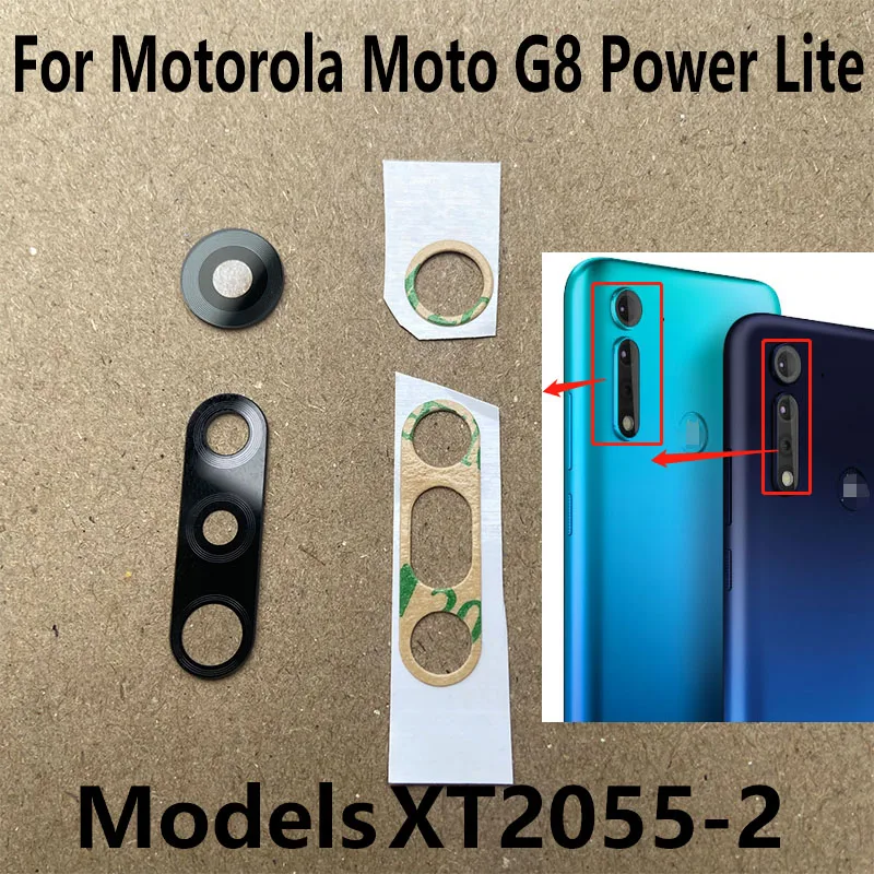 2PCS For Motorola Moto G8 Power Lite Back Camera Lens Glass Rear Camera Lens With Glue Adhesive Replacement XT2055-2