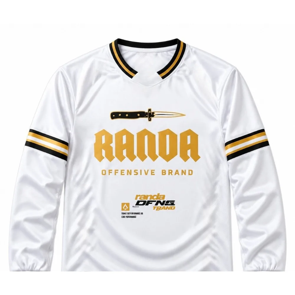 Hip Hop Football RANDA OFFENSIVE Pattern Short Sleeved Street Sports Casual Long Sleeved Top Suitable for Both Men and Women