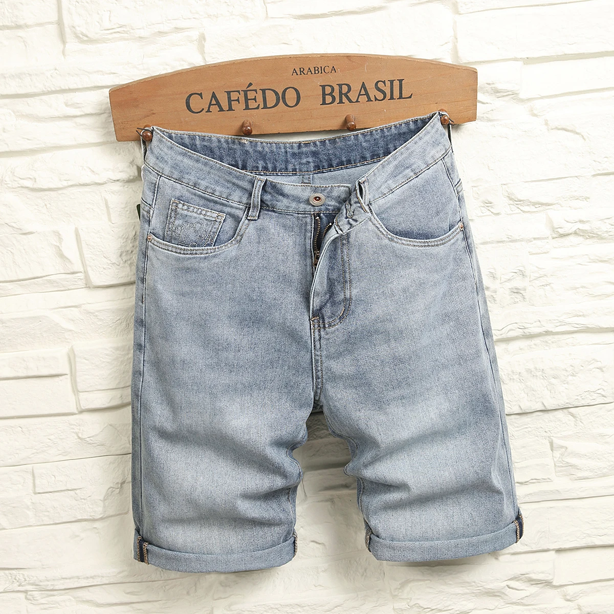 

2025 Men's Summer Casual Vintage American Workwear orts Elastic Five-Point Pants Trendy Brand Versatile Mid-Cuff Jeans