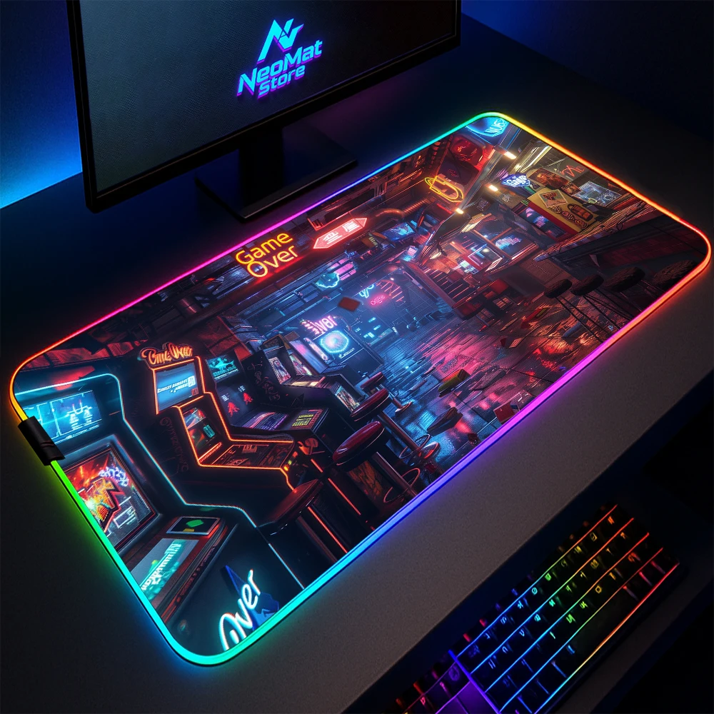 

Deskmat Rgb Mauspad Xxl Neon Gamer Room Decoration Коврик для ПК с подсветкой Игровой коврик для мыши Mit Led Светящийся коврик для клавиатуры Большой коврик