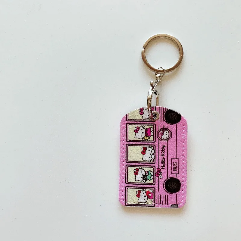 Kawaii Hello Kitty Hanging Id Card Holder Student Animation Anti Loss Credit Card Anime Protective Cover Key Chain Bag Pendant view 5