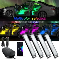 Car Interior Ambient Foot Light  With Charger  Bluetooth APP 3 Key Control Music Lamp RGB Atmosphere Auto Decoration DC 12V