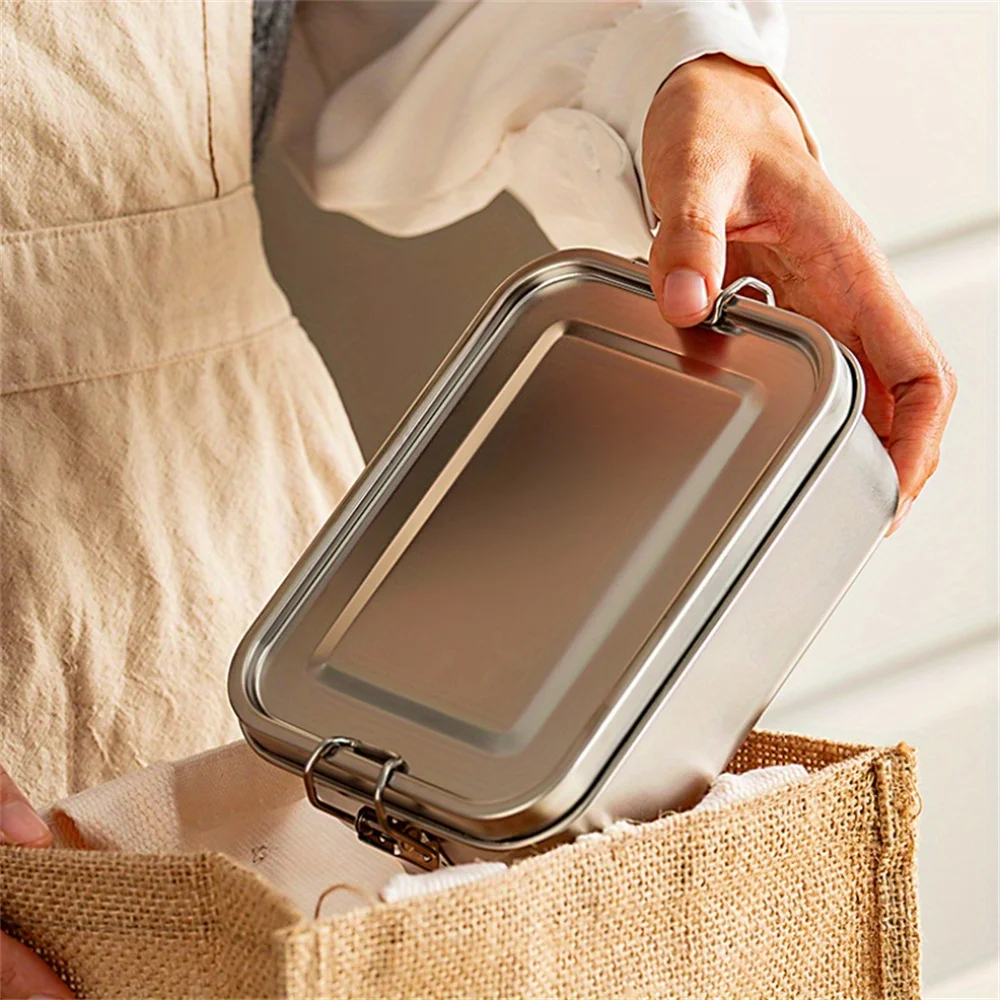 مجموعة صناديق غداء محكمة الغلق من الفولاذ المقاوم للصدأ، أحجام متعددة للاستخدام المنزلي، صندوق حفظ طازج، صندوق غداء محمول خارجي #2