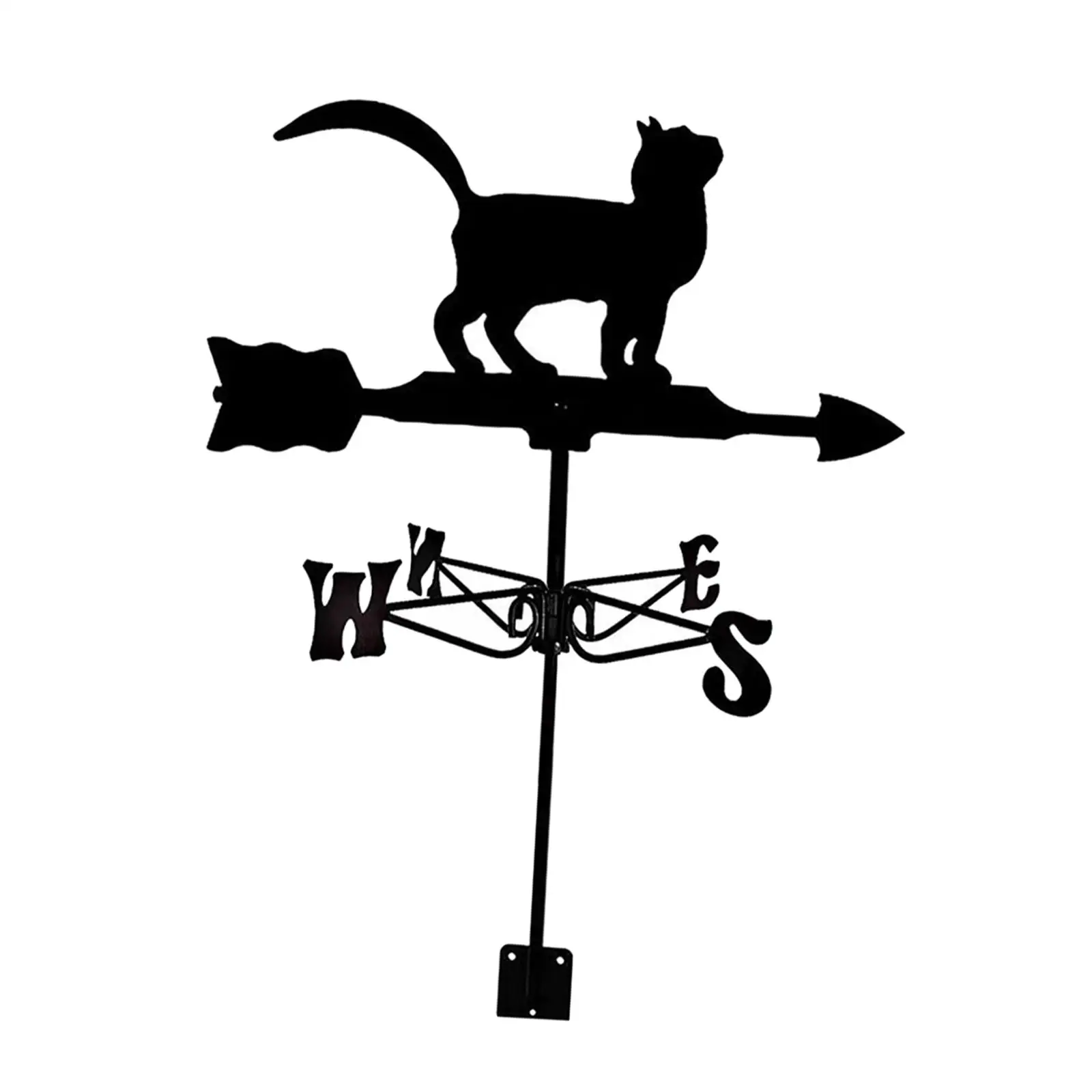Black Wrought Iron Weathervane 75cm Tall Farm Scene Classic Wind Direction Measuring Instrument Ornament for Yard Garage Garden