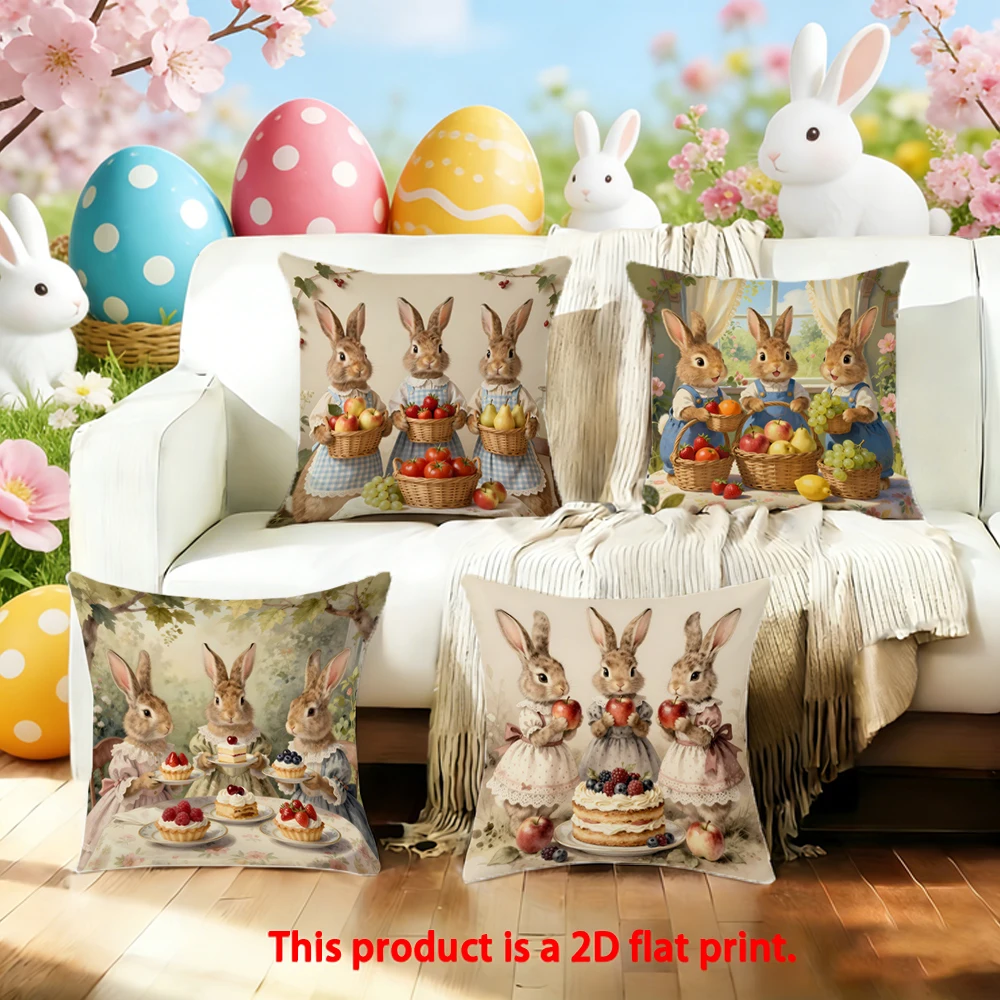 1/4PCS Easter Bunny Fruit Pillow Covers Holiday, living room, sofa, bedroom, decorative cushion cover.