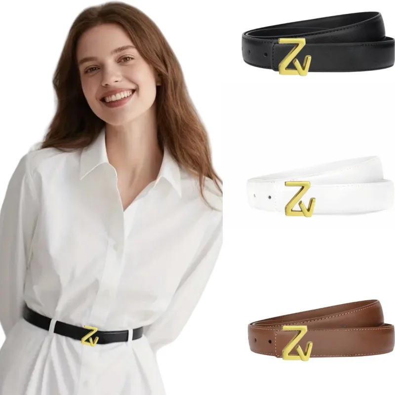 Chic Women Thin Waist Belt Classic Gold Hollow Hardware Buckle Waistband Daily Decor Strap For Jeans Skirt Office Casual Street