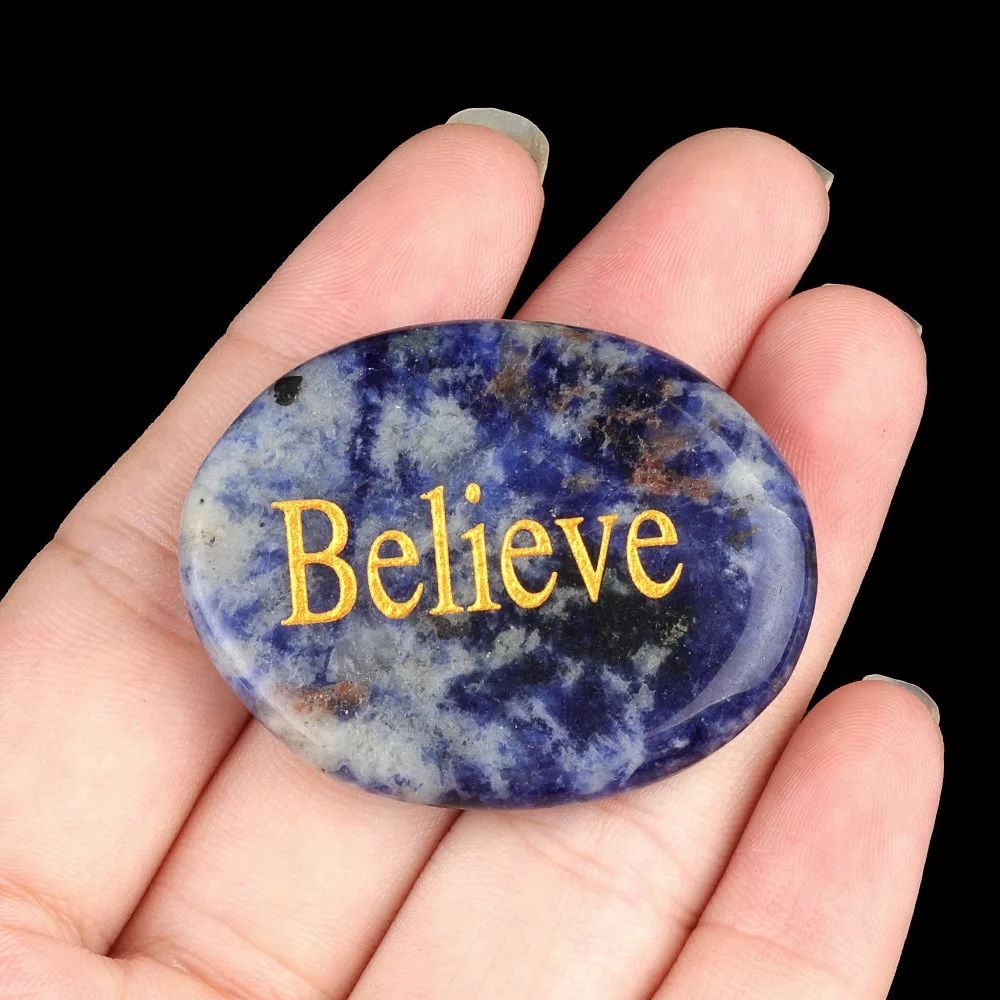 Ellipse Shape Thumb Worry Stones Natural Stone Crystal 40-45mm Size Natural Crystal Stone Ornaments