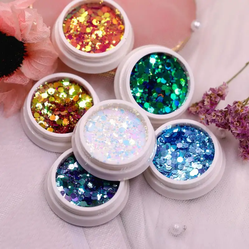 Iriserende Vlokken Goud Roze Witte Vlokken Plakjes Chroom Pigment Stof Nagel Poeder Glitter Pailletten Nail Art Decoratie Manicures