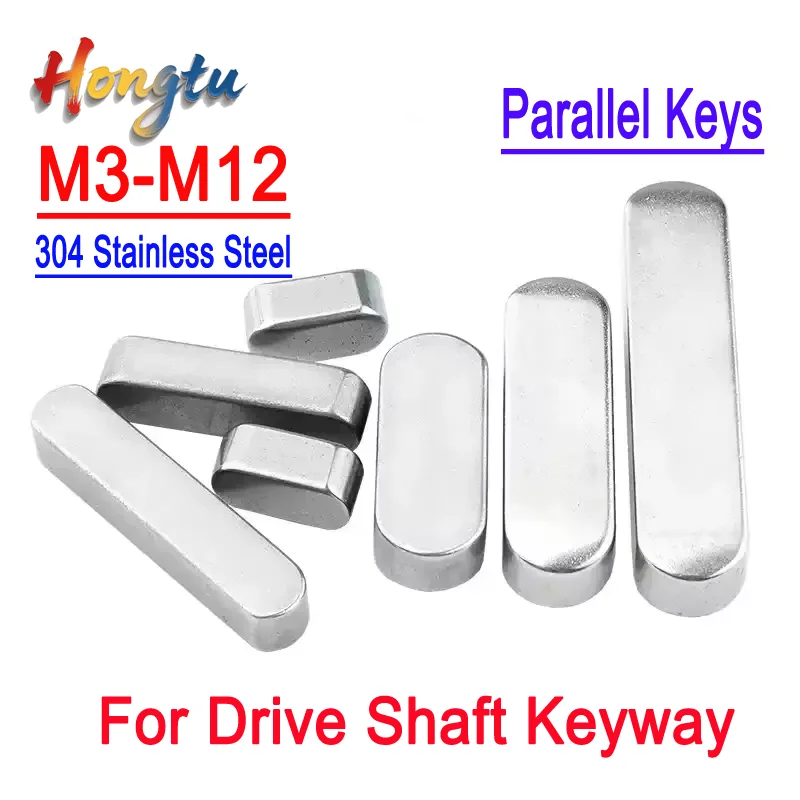 

304 Stainless Steel Parallel Keys (M3-M16) - Round Ended, Square/Rectangular for Drive Shaft Keyway