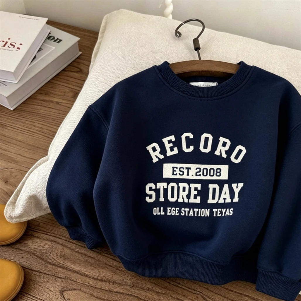 Pink White Navy Sweatshirts Child Fashion Casual Clothes Round Neck Hoodie Simple Versatile Tops Outer Wear Boys Girls Clothes
