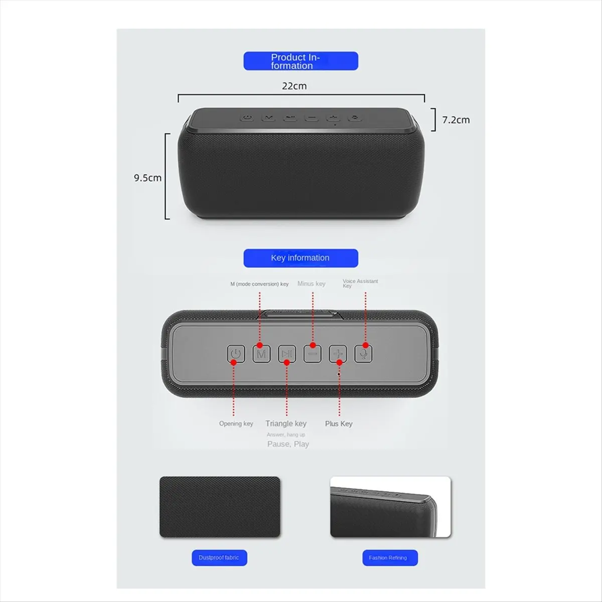 *ONE DAY 60W Bluetooth Speaker TWS Wireless Portable Subwoofer Waterproof 6600mAh Powerful Bass AUX FM for Outdoor Fun Camping