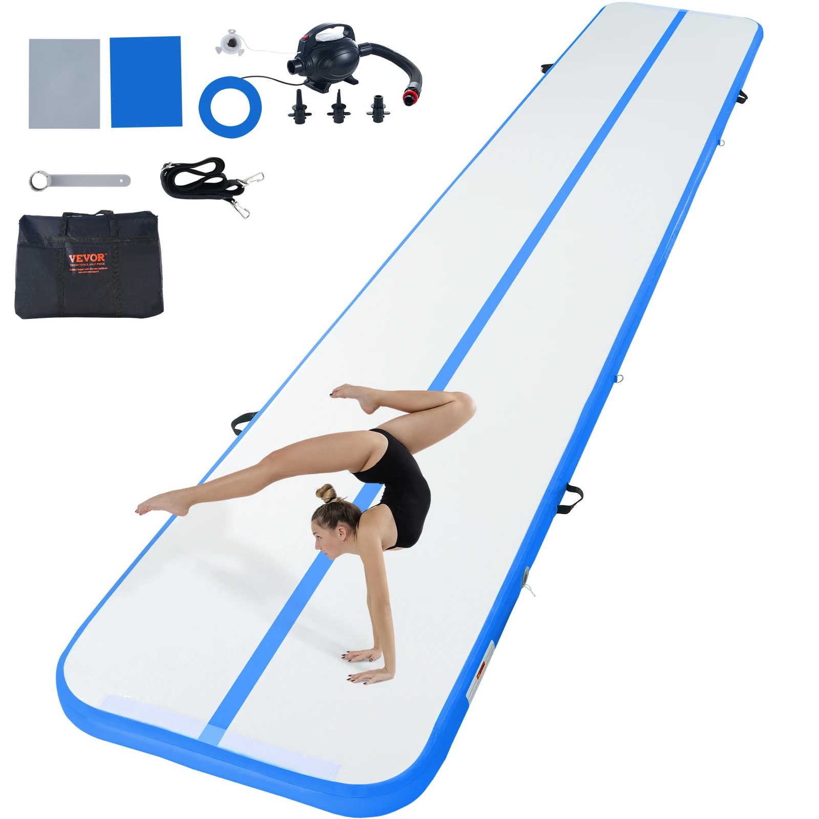 VEVOR Gymnastics Air Mat 4inch Thick Tumble Track with Electric Pump For Home Use Gym Yoga Cheerleading Beach Park Water